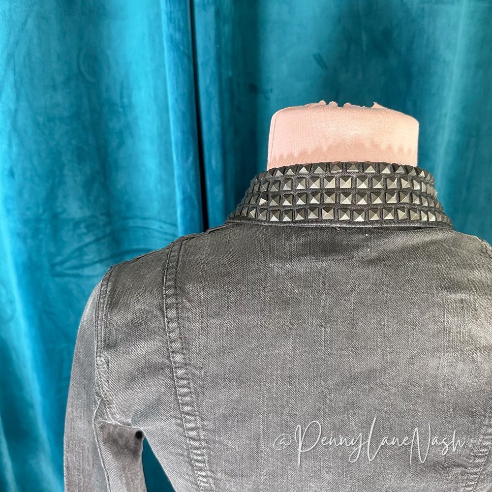 Current/Elliott The Snap Denim Jacket with Studs Midnight - Picture 12 of 12